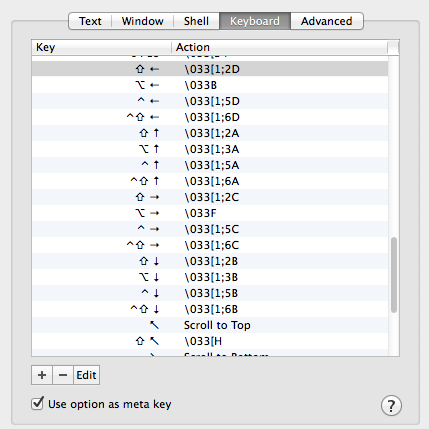 keyboard mappings